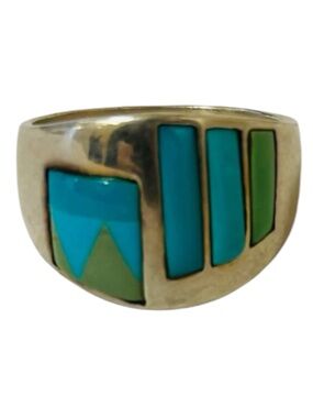 Vintage Jay King DTR Sterling 925 Silver Turquoise Ring Size 8 Unisex